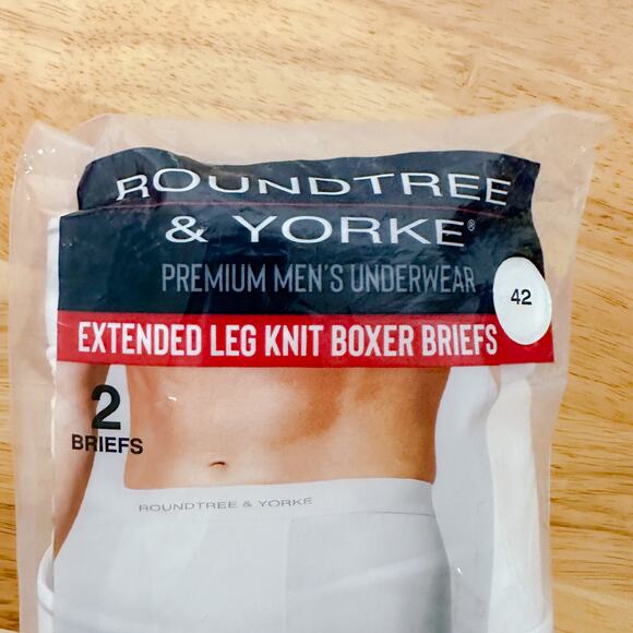 Roundtree & Yorke 2pc Mens Underwear Extended Leg Knit Boxer Briefs White 42 NWT - Picture 3 of 6